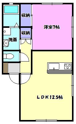 スカイヒルズ(1LDK/2階)の間取り写真