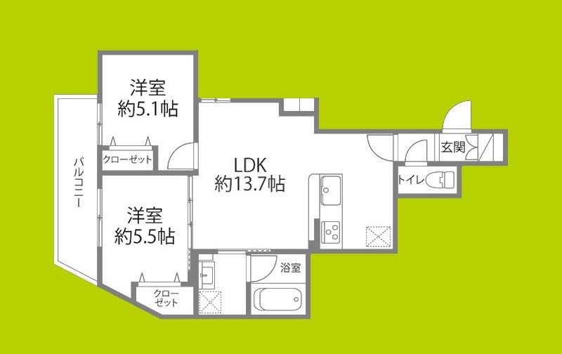 REGLIA今里ノース(2LDK/3階)の間取り写真