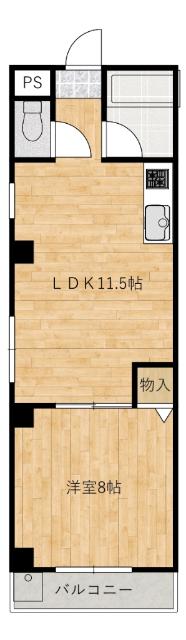 川村ビル(1LDK/3階)の間取り写真