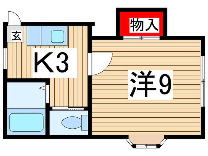 ホワイトキャッスル26番館(1K/2階)の間取り写真