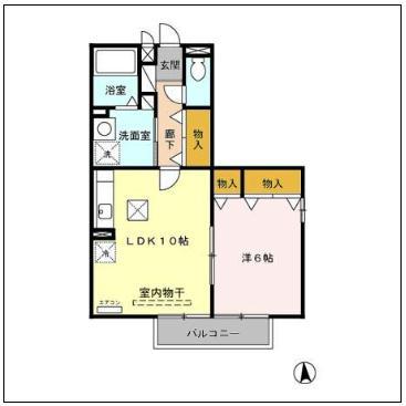 フォンテーヌS II(1LDK/1階)の間取り写真