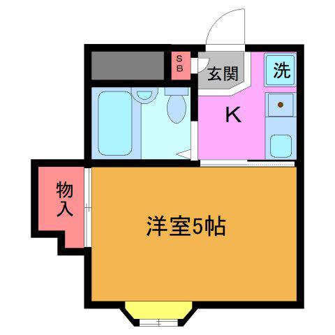 モロマンションB棟(1K/2階)の間取り写真