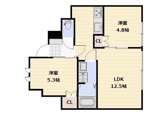 MAISON OHANA(2LDK/1階)の間取り写真