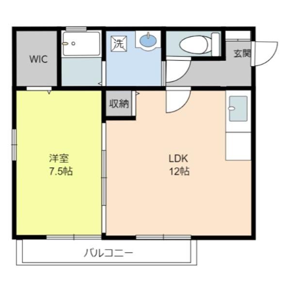 クロシェットI(1LDK/2階)の間取り写真