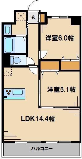ウィズ アイビス(2LDK/7階)の間取り写真