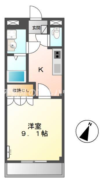 グラシアス蔵子(1K/1階)の間取り写真