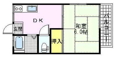 ハイツ武内(1DK/2階)の間取り写真