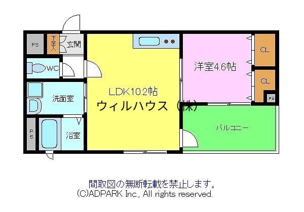 エスパス・ラ・フォレ(1LDK/1階)の間取り写真