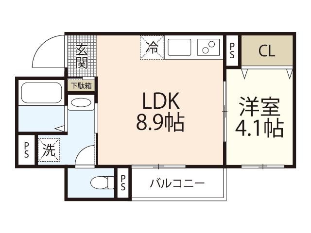 CLE DU BONHEUR (1LDK/1階)の間取り写真
