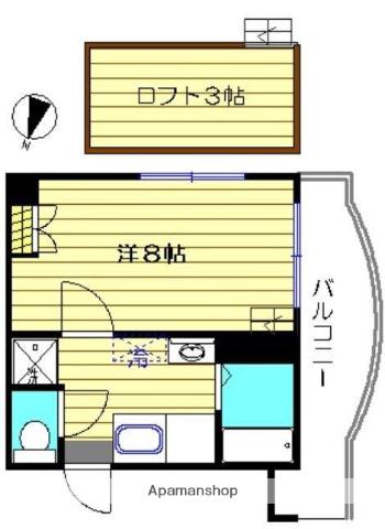丸善高麗ハイツ(1K/4階)の間取り写真