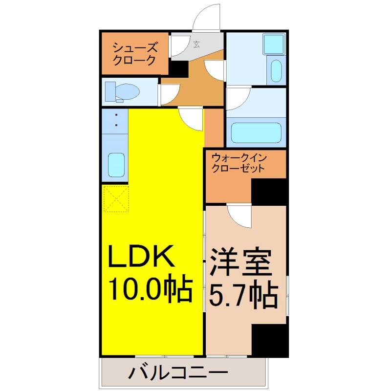オークスクエア吹上(1LDK/10階)の間取り写真