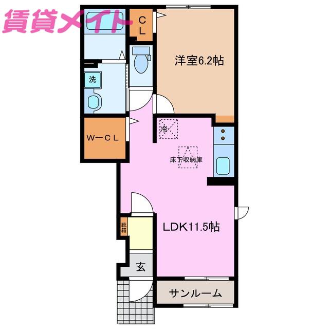 ヴィオラ I(1LDK/1階)の間取り写真