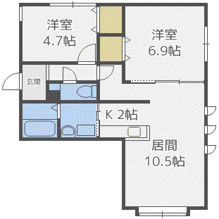 GRANDEUR(2LDK/3階)の間取り写真