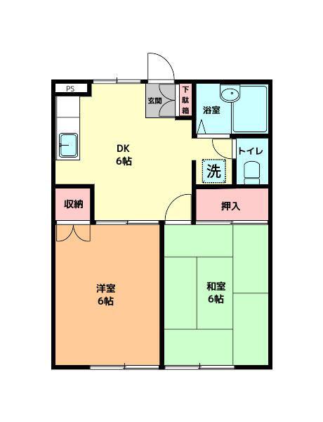レスペ文京A棟(2DK/1階)の間取り写真