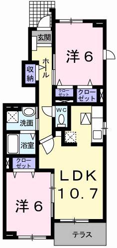 メゾンプラージュII(2LDK/1階)の間取り写真