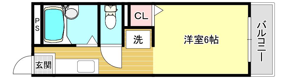 ヴィラージュみのお(1K/3階)の間取り写真