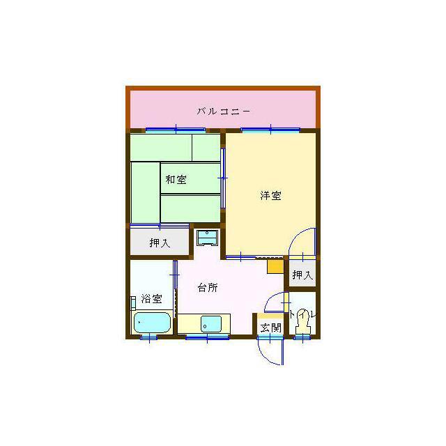 サンコア川中(2DK/2階)の間取り写真