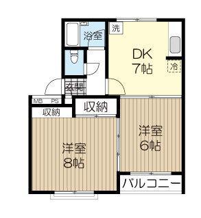 メゾンパーク(2DK/1階)の間取り写真