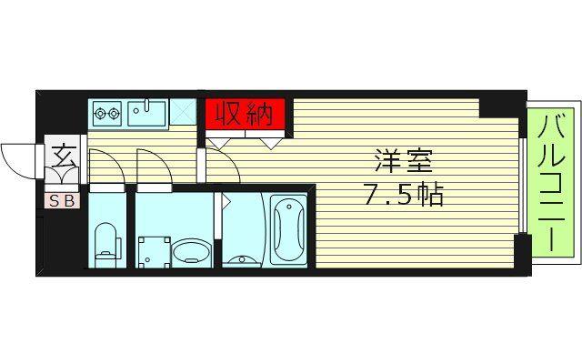 グランデュール大今里西(1K/6階)の間取り写真