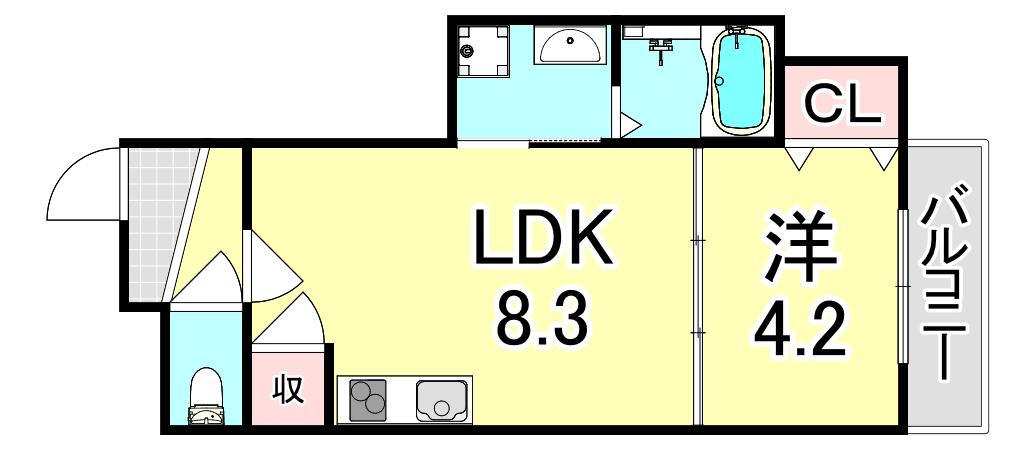 GRANDIR 千船(1LDK/2階)の間取り写真