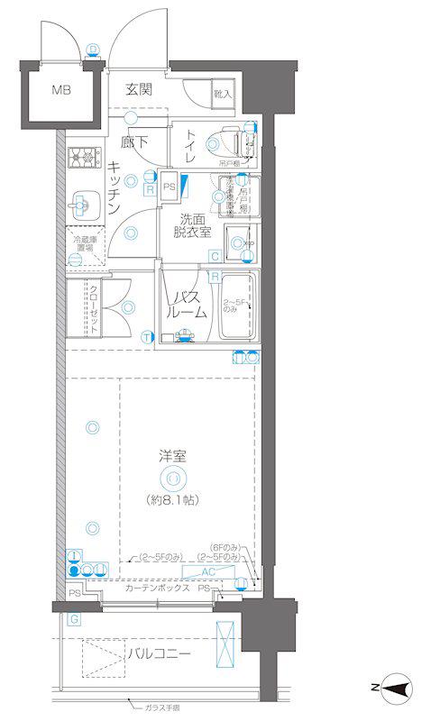 ZOOM錦糸町ノース(1K/6階)の間取り写真
