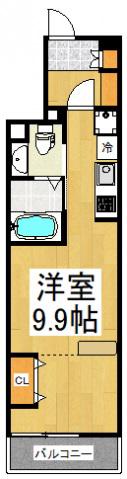 コーポステラ川越(ワンルーム/2階)の間取り写真