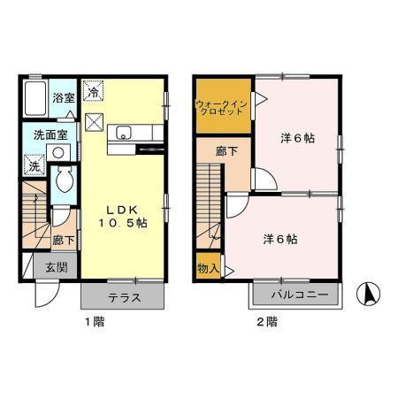 メゾンプレジールC(2LDK/1階)の間取り写真