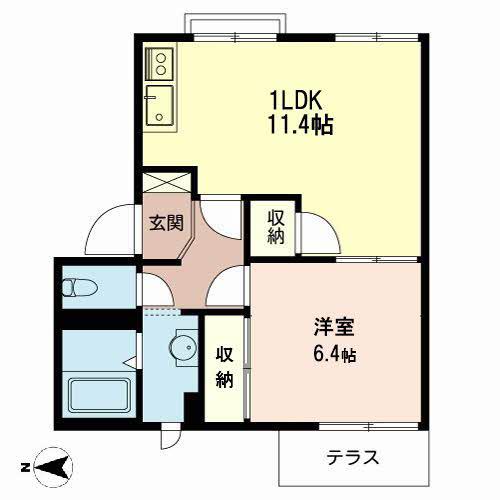 グレースハイム(1LDK/1階)の間取り写真