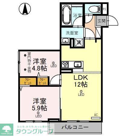 D-RESIDENCE所沢(2LDK/3階)の間取り写真