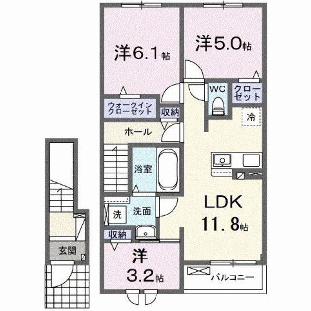 サンタナ1番館(3LDK/2階)の間取り写真