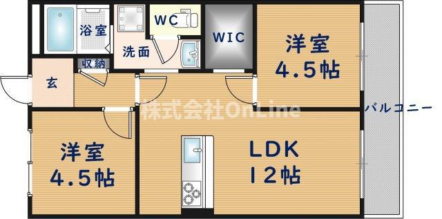 ウエストコート(2LDK/3階)の間取り写真