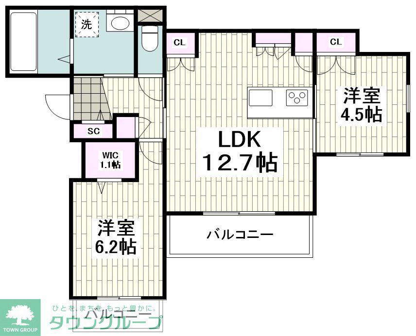 MAISON ラッシュ 東海岸(2LDK/2階)の間取り写真