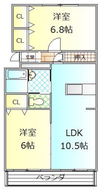 メゾン・オキ(2LDK/1階)の間取り写真