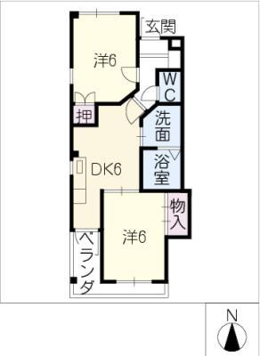 コーポ雲井(2DK/3階)の間取り写真