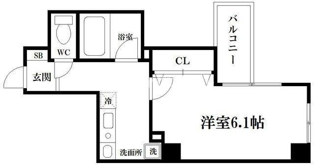 プレミアム新町III(1K/2階)の間取り写真