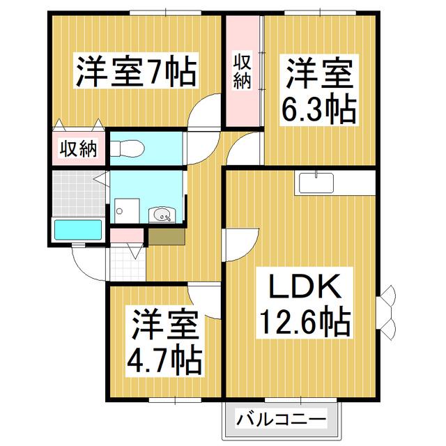 ウインディアシャトレー(3LDK/1階)の間取り写真
