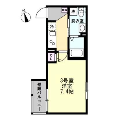 チャオ本厚木(1K/3階)の間取り写真