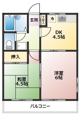 レジデンス寿(2DK/1階)の間取り写真