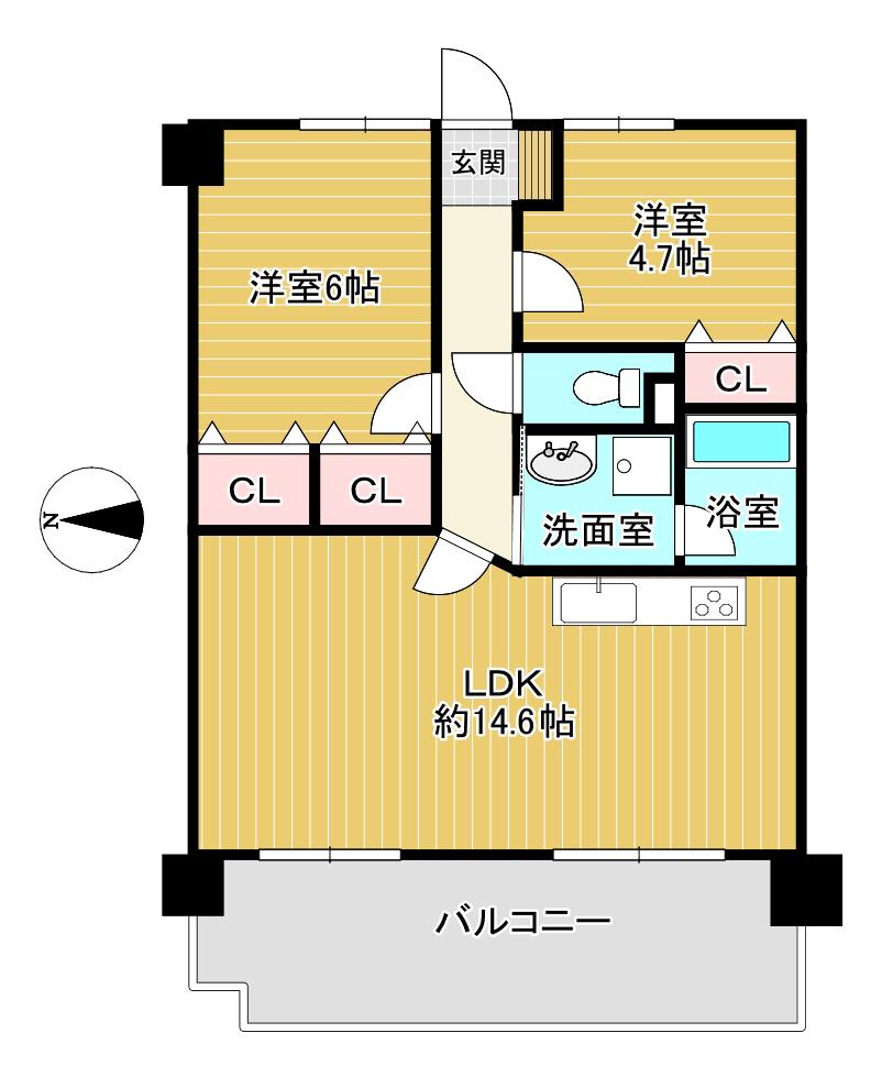 スタシオン海の中道パークサイド(2LDK/2階)の間取り写真