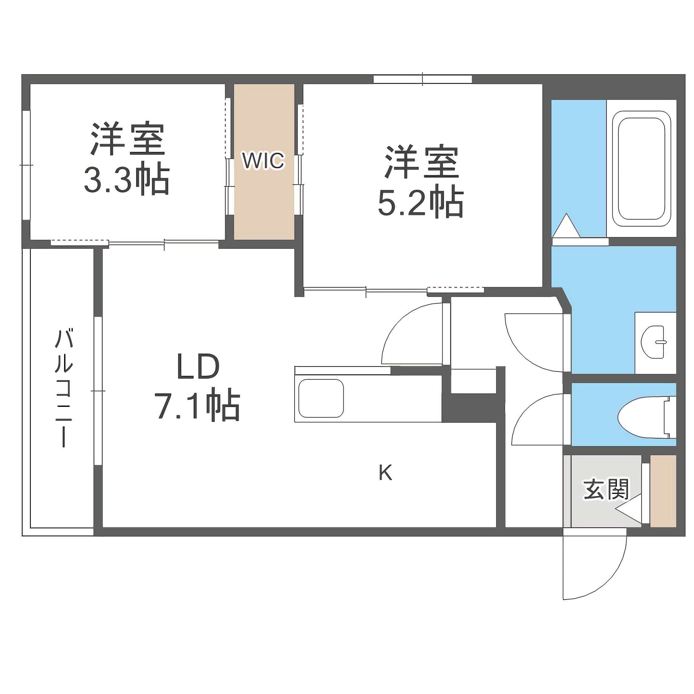ライトベルー南9条ー(2LDK/2階)の間取り写真