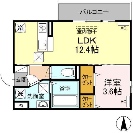 エトワール花立(1LDK/1階)の間取り写真
