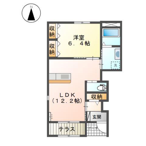 LA CASA DOLCE 舟橋(1LDK/1階)の間取り写真