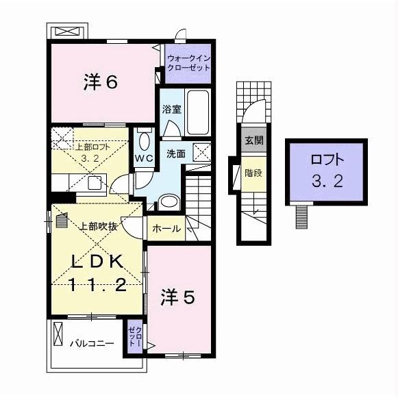 エスポワール ほたる野II(2LDK/2階)の間取り写真