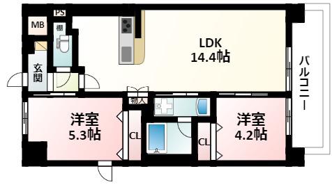 アイリトルノ(2LDK/1階)の間取り写真