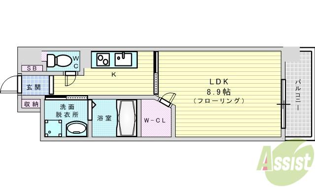 ア・ミュゼ新大阪(1K/4階)の間取り写真