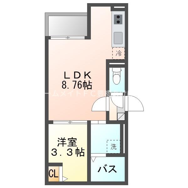 JACK HIGASHIMATSUYAMAII(1LDK/1階)の間取り写真