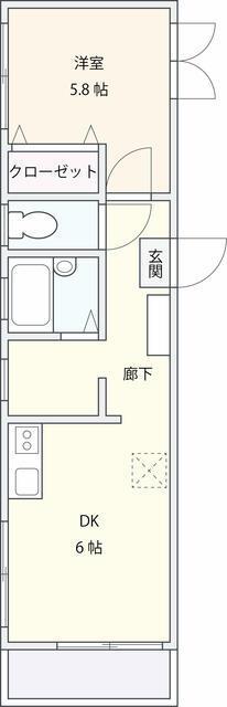 角田マンション(1DK/B1階)の間取り写真
