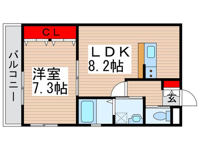 オーロプルーン(1LDK/2階)の間取り写真