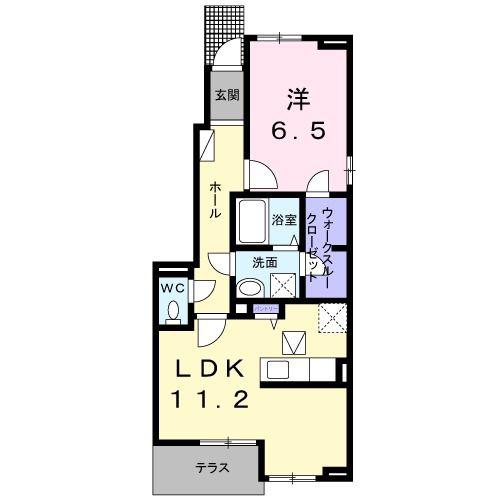 アーク・ガーデンC(1LDK/1階)の間取り写真