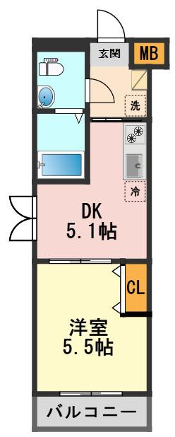 ミライズ柴又レジデンス(1DK/3階)の間取り写真